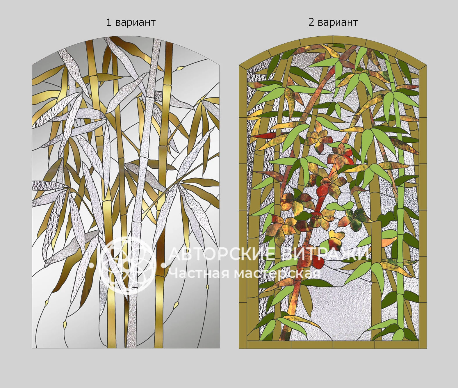 Дизайн-разработка бамбуковой темы для изготовления витража на окно